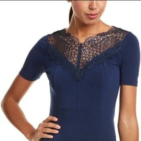 Tahari Lila Dress Blue Dusk Short Sleeve Cocktail Dress NEW NWT Size 6 - Picture 4 of 14